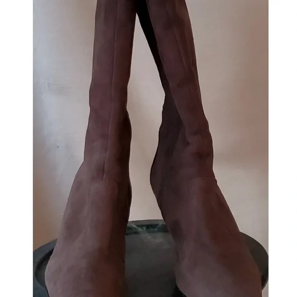 Manolo Blahnik Taupe Suede Booties